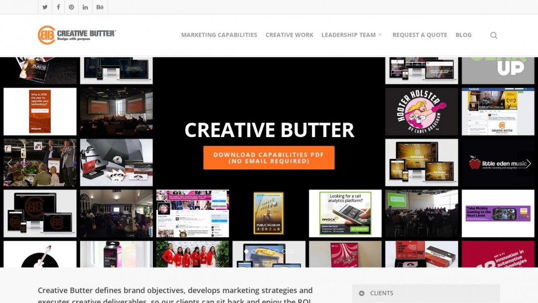 Screenshot of Creative Butter's Website