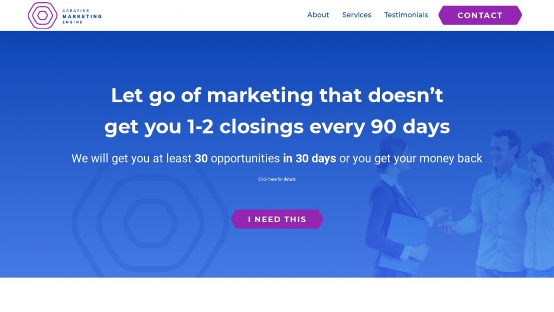 Screenshot of Creative Marketing Engine's Website