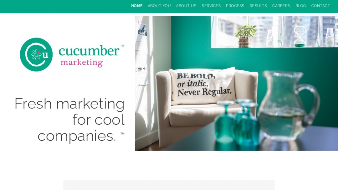 Screenshot of Cucumber Marketing Inc.'s Website