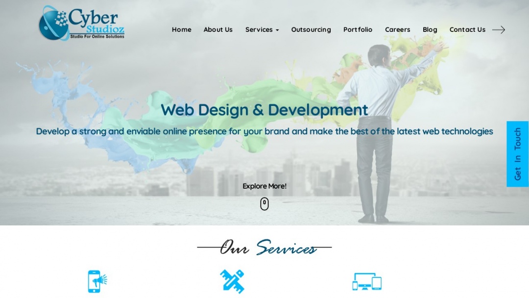 Screenshot of Cyber Studioz Pvt. Ltd's Website