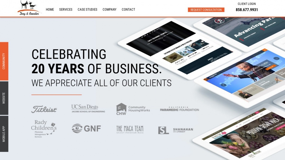 Screenshot of Dog and Rooster, Inc.'s Website