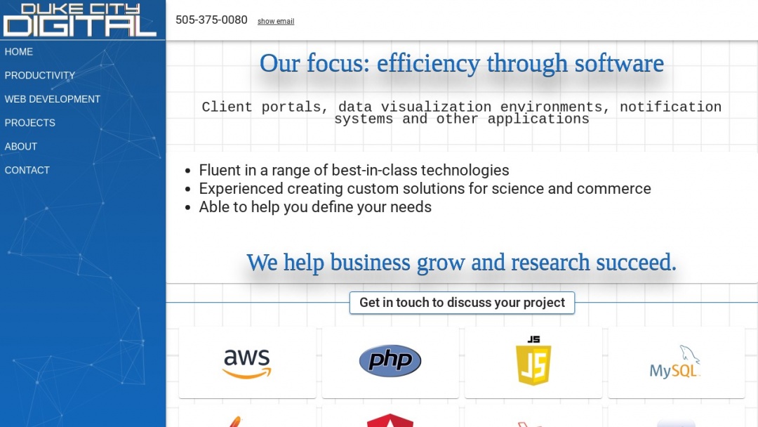 Screenshot of Duke City Digital's Website