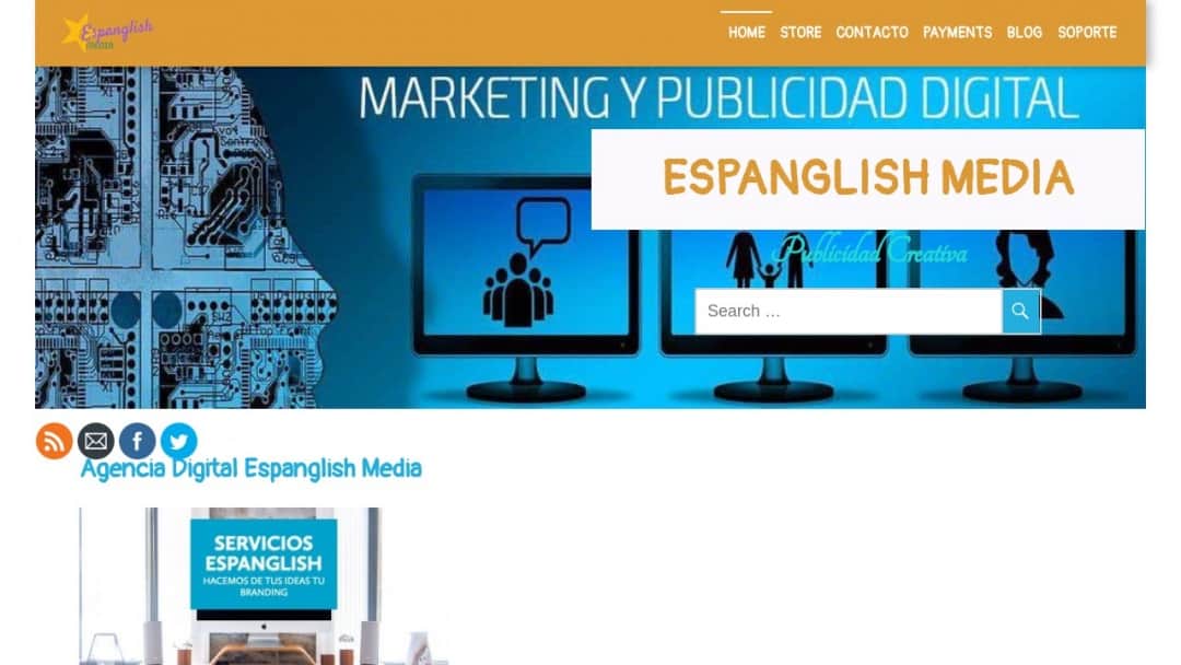 Screenshot of Espanglish Media's Website