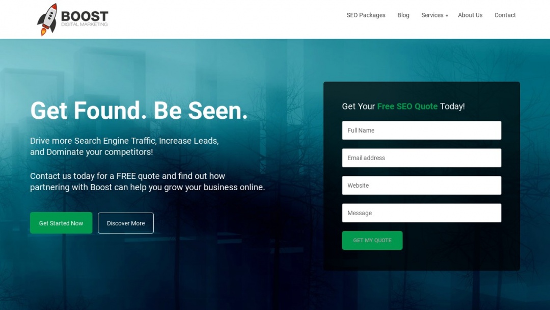 Screenshot of Boost Digital Marketing's Website