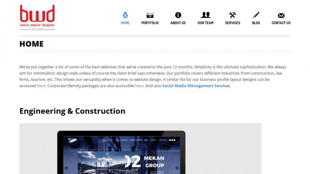 Screenshot of Breeze Website Designers's Website