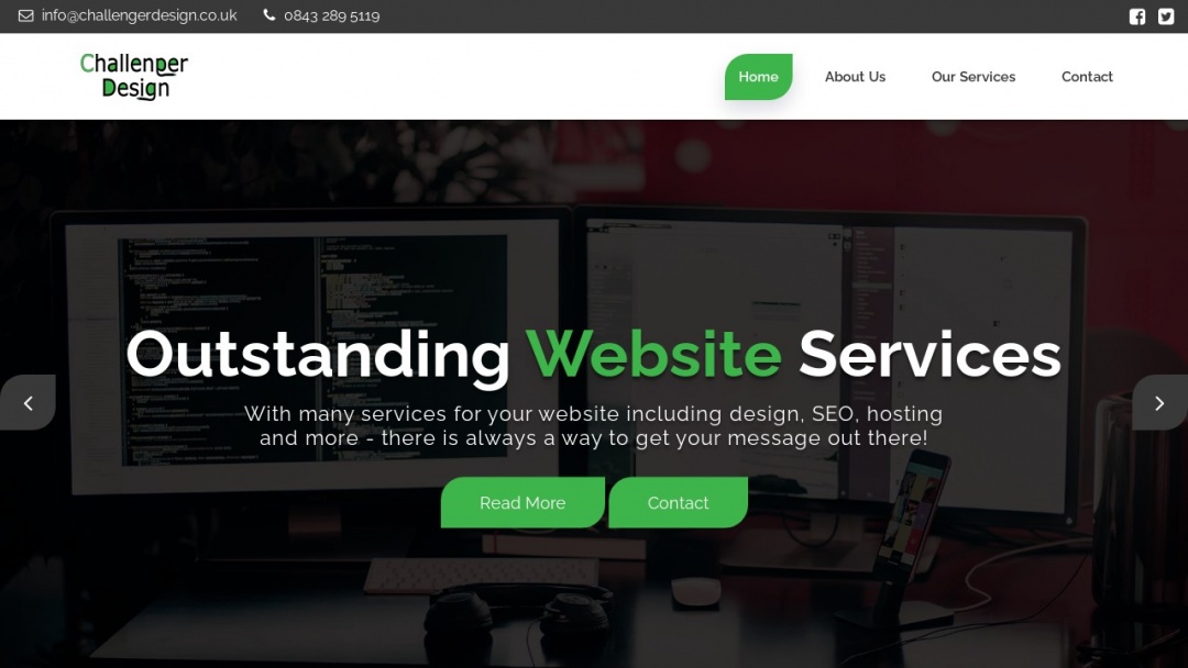 Screenshot of Challenger Design's Website