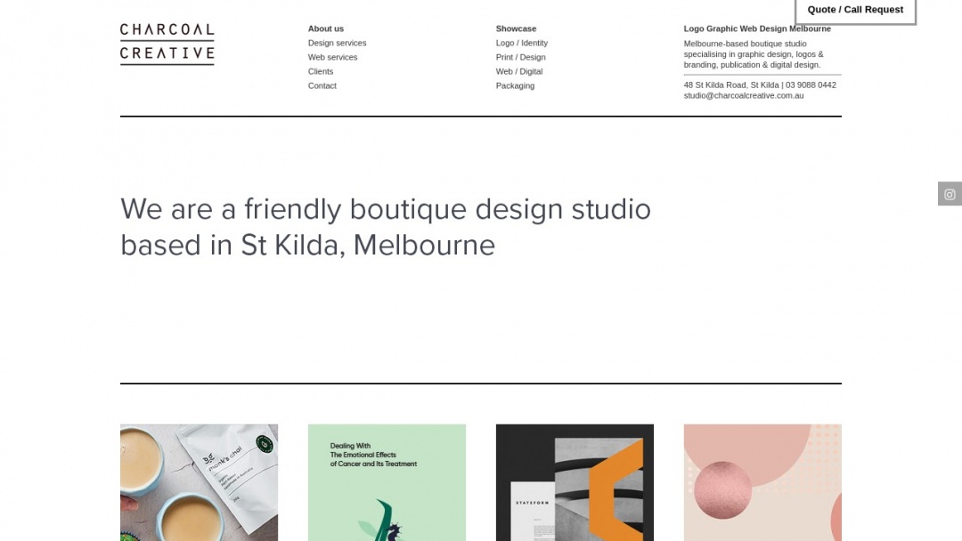 Screenshot of CHARCOAL CREATIVE's Website