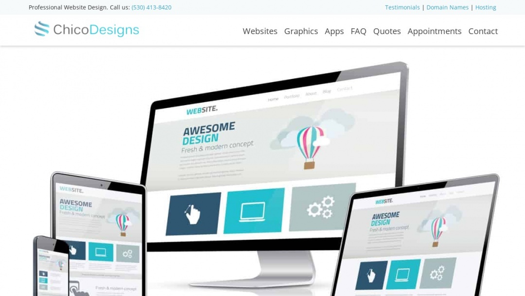 Screenshot of Chico Designs's Website