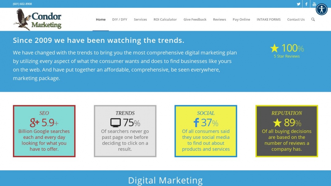 Screenshot of Condor Marketing's Website