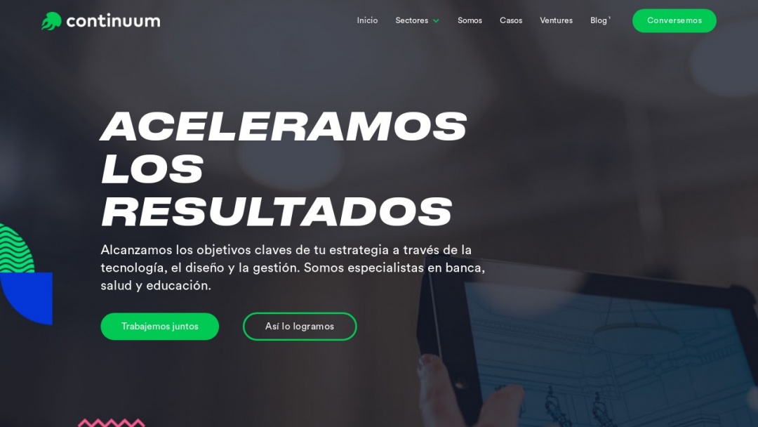 Screenshot of Continuum's Website