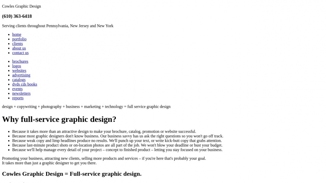 Screenshot of Cowles Graphic Design's Website