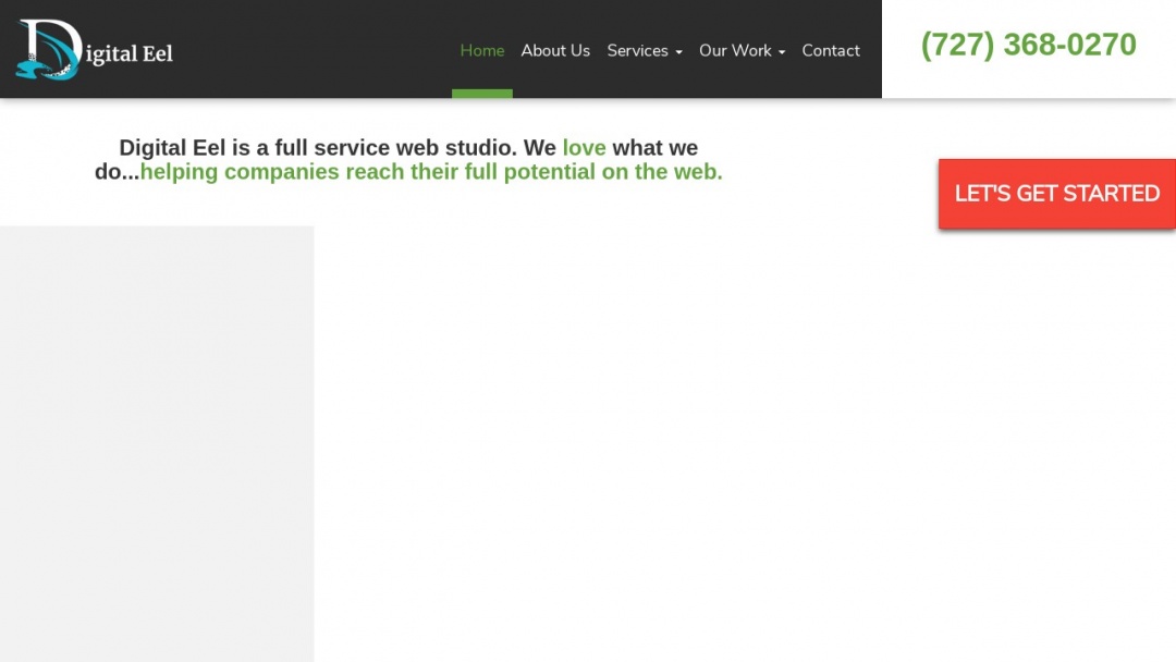 Screenshot of DIGITAL EEL, INC's Website