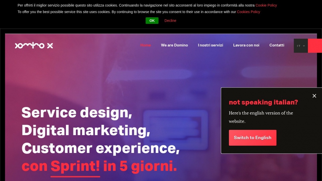 Screenshot of Domino's Website