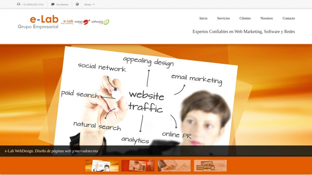 Screenshot of e-Lab Web Design's Website