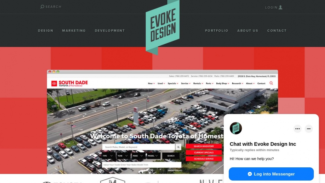 Screenshot of Evoke Design Inc's Website