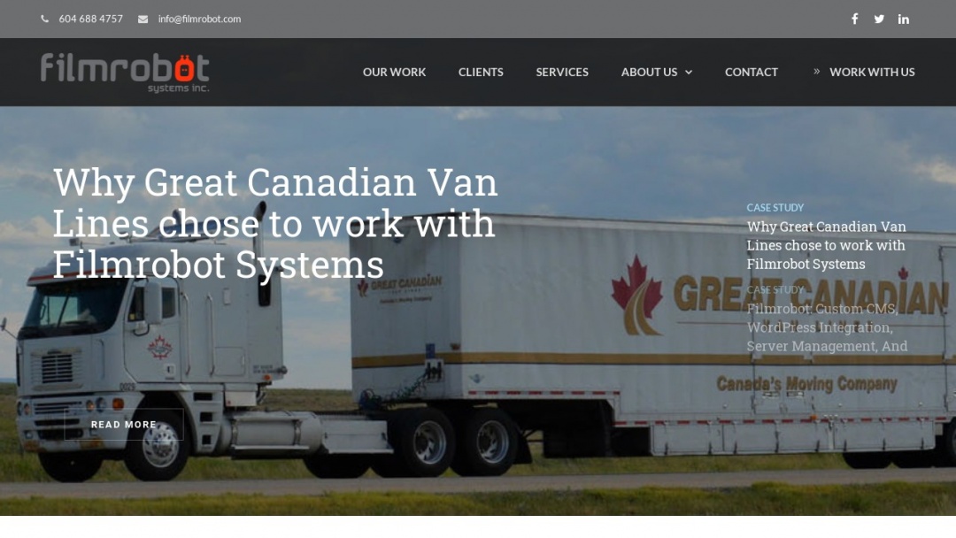 Screenshot of Filmrobot Systems's Website
