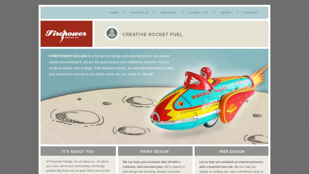 Screenshot of Firepower Design's Website