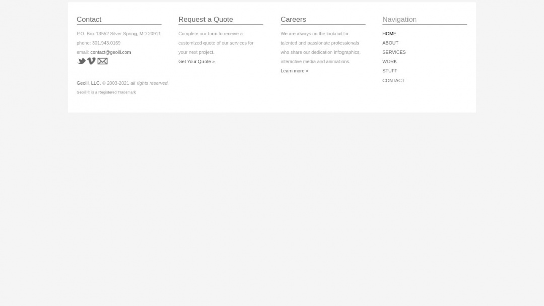 Screenshot of Geoill's Website