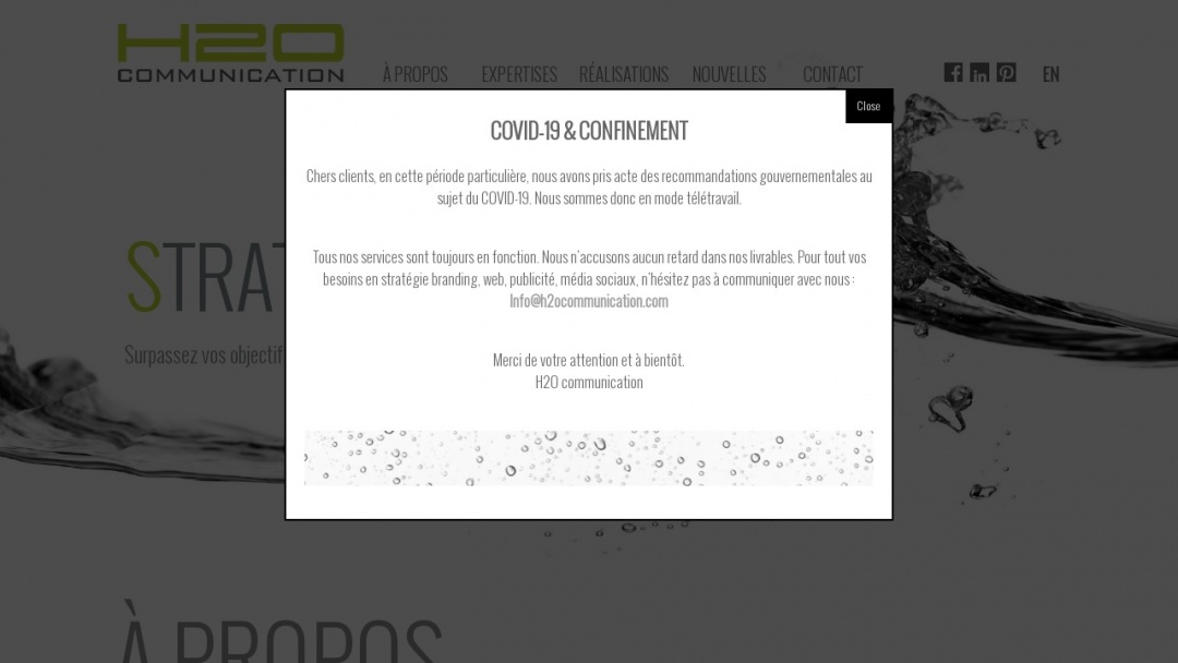 Screenshot of H2O Communication's Website
