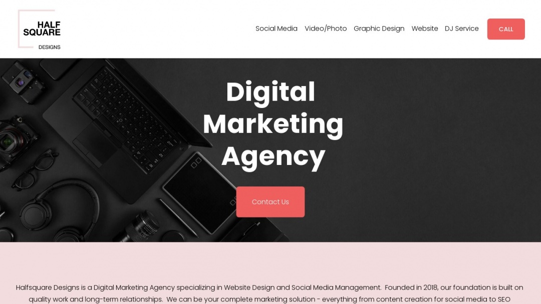 Screenshot of Halfsquare Designs's Website