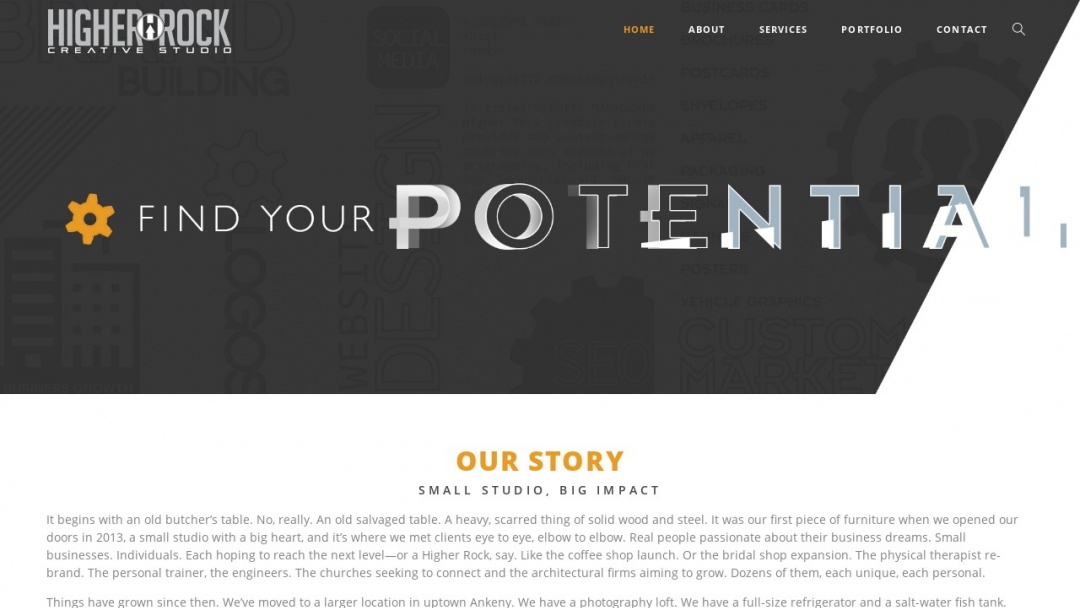 Screenshot of Higher Rock Creative Studio's Website