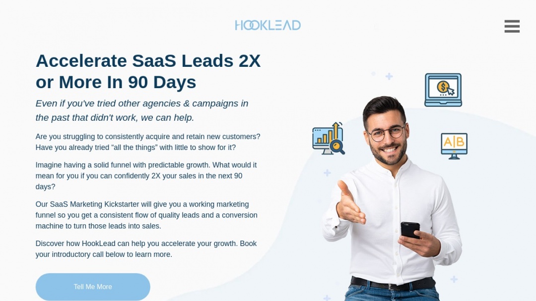 Screenshot of HookLead's Website