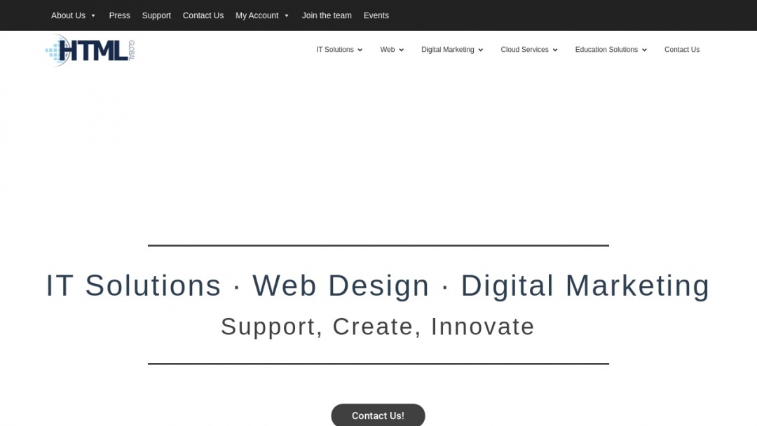 Screenshot of HTML Global's Website