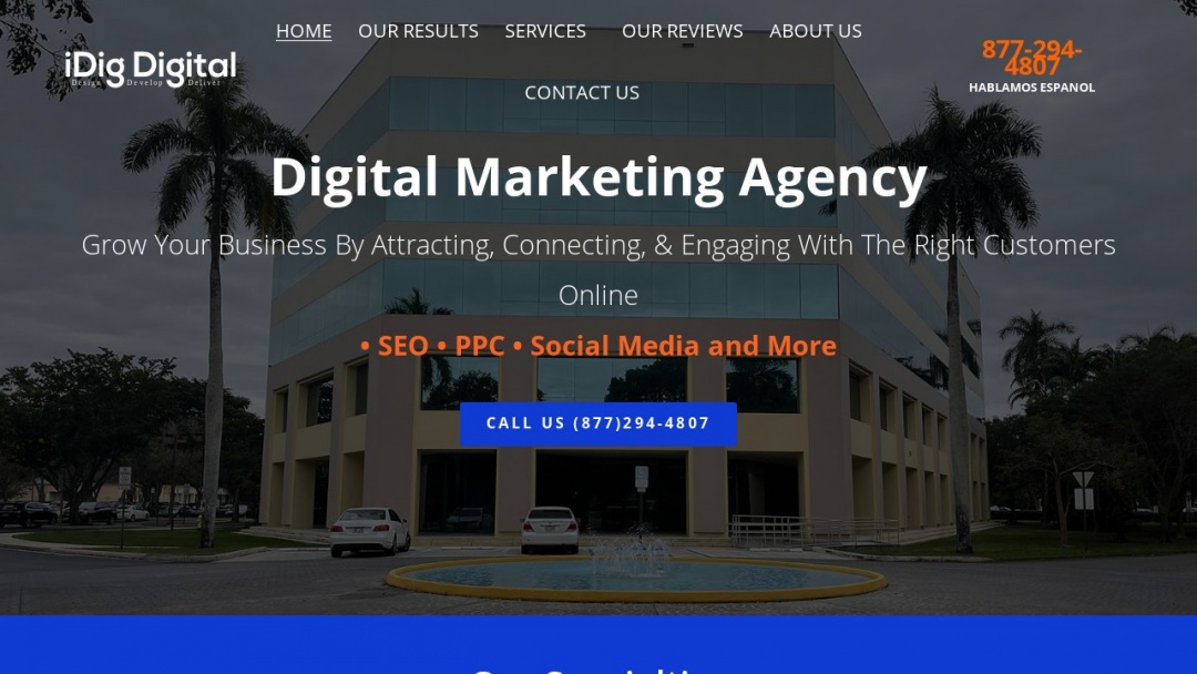 Screenshot of iDig Digital's Website