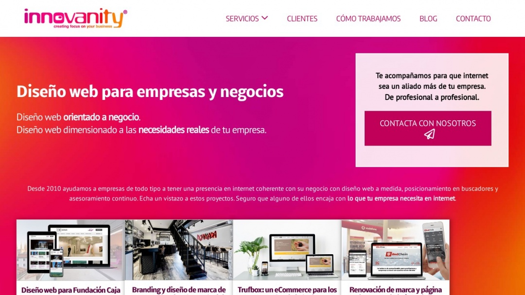 Screenshot of Innovanity's Website