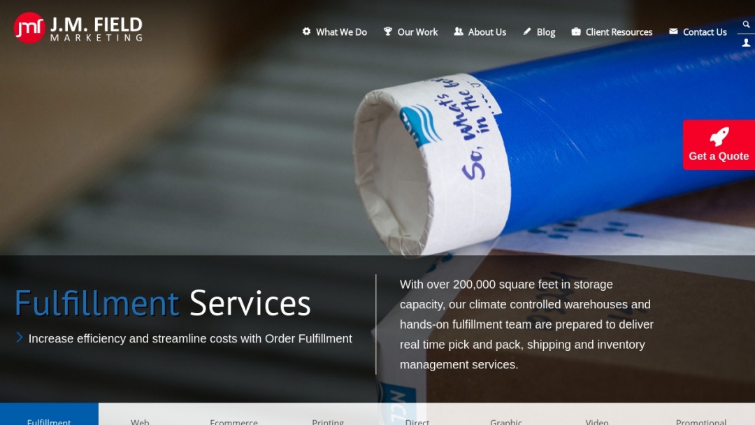 Screenshot of J.M. Field Marketing's Website