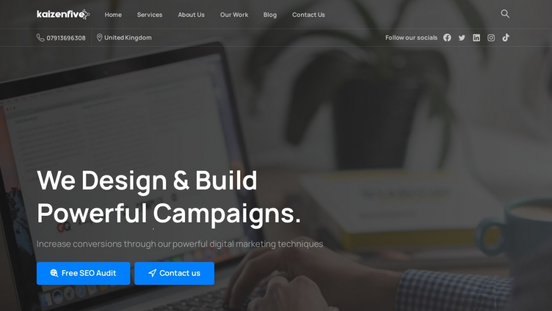 Screenshot of Kaizen Five's Website