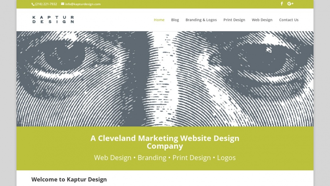 Screenshot of Kaptur Design's Website