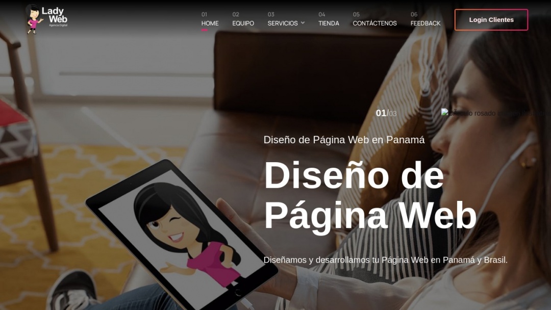 Screenshot of Lady Web's Website