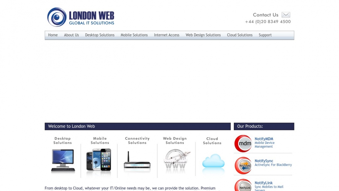 Screenshot of London Web's Website