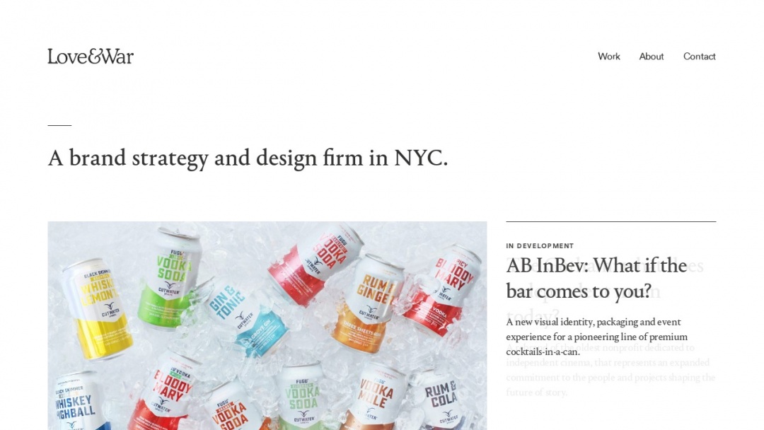 Screenshot of Love and War's Website