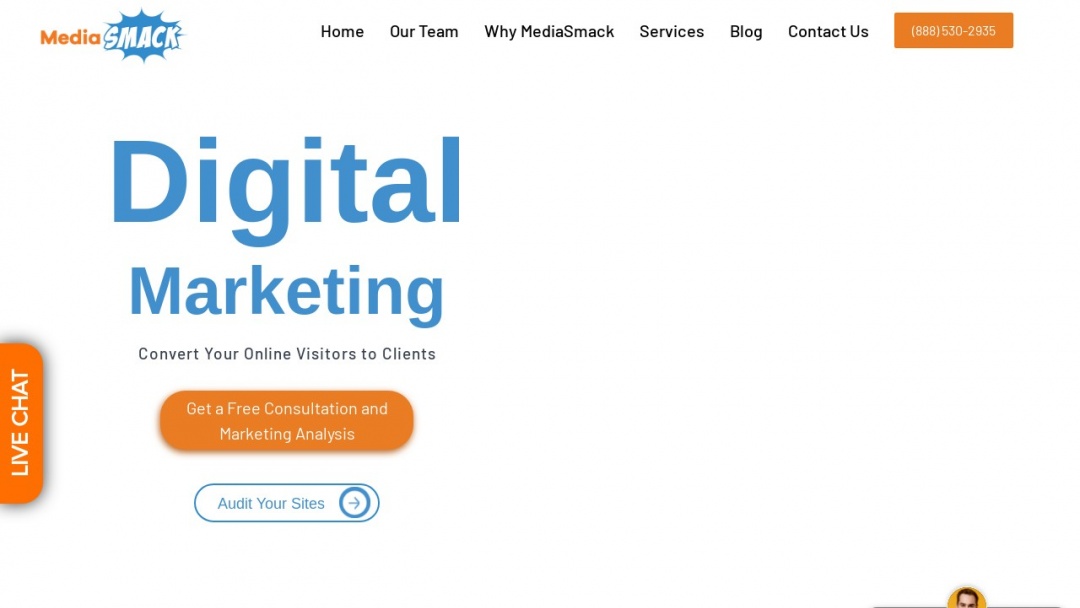 Screenshot of MediaSmack's Website