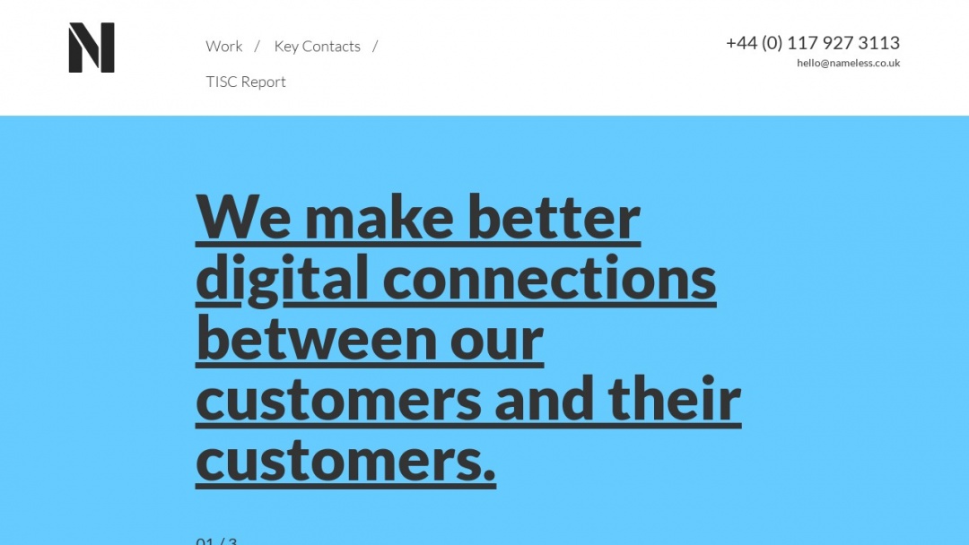 Screenshot of Nameless Media Group's Website