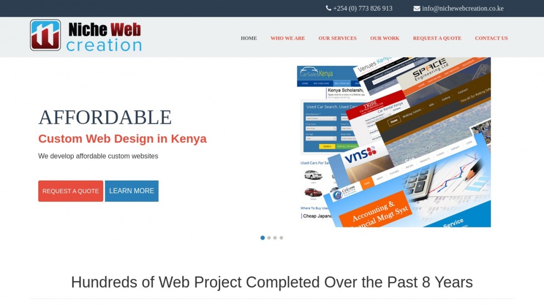 Screenshot of Niche Web Creation's Website