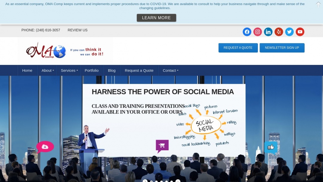 Screenshot of OMA Comp's Website