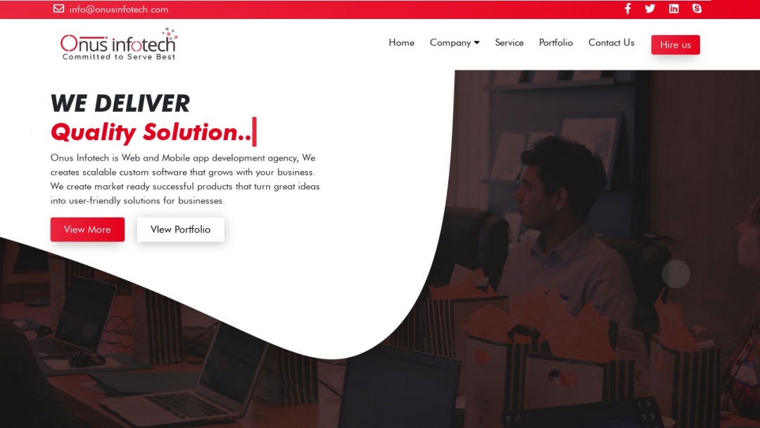 Screenshot of Onus Infotech's Website