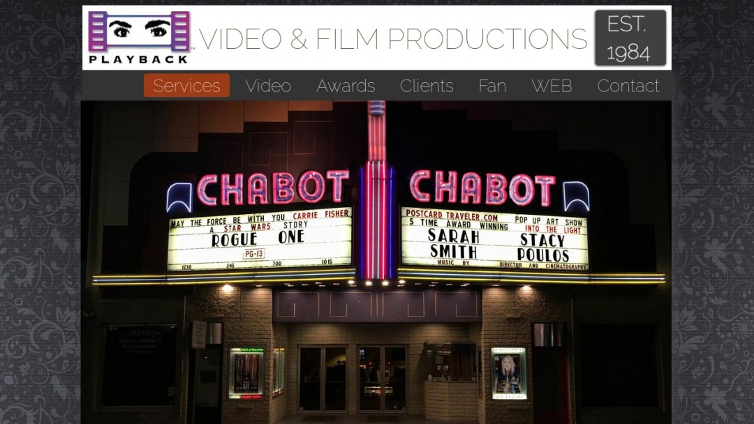Screenshot of Playback Video & Film Productions's Website