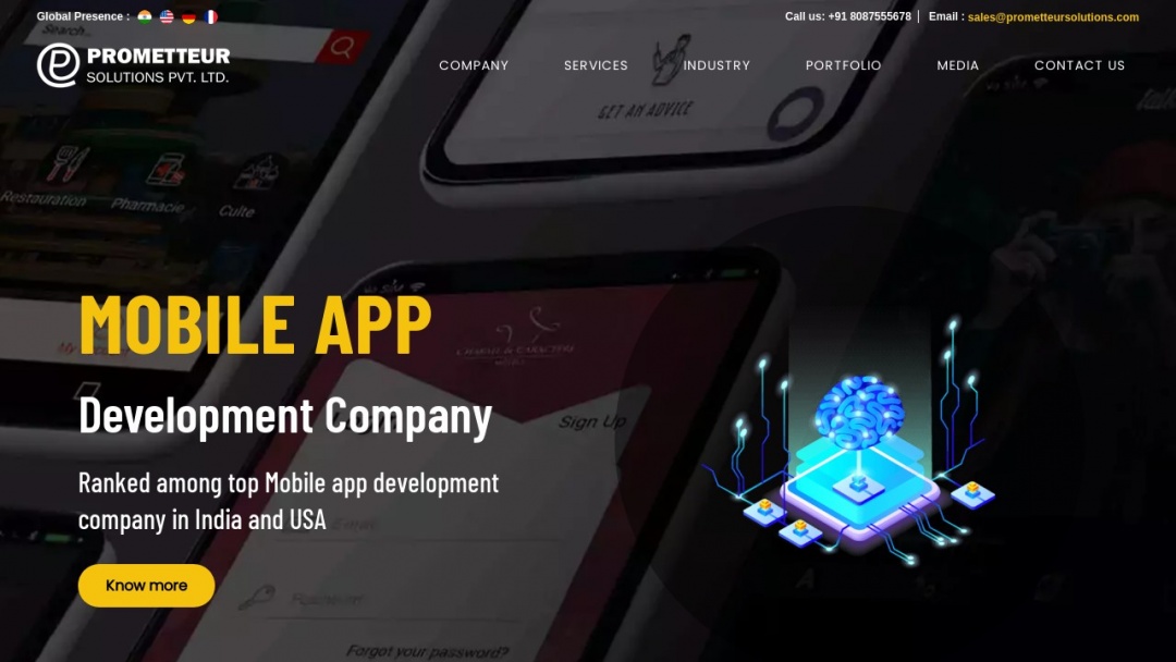 Screenshot of Prometteur Solutions PVT LTD's Website