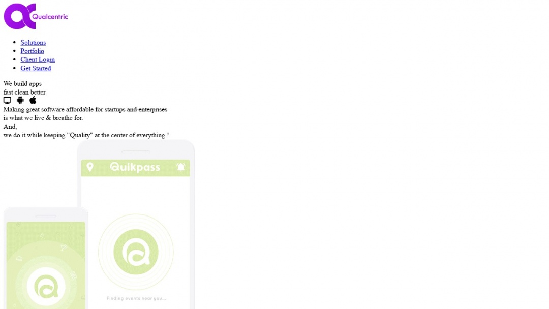 Screenshot of Qualcentric Web Solutions's Website