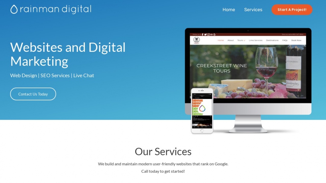 Screenshot of Rainman Creative's Website