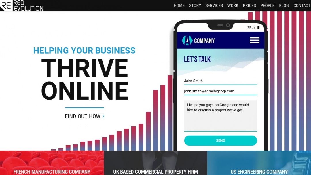 Screenshot of Red Evolution's Website