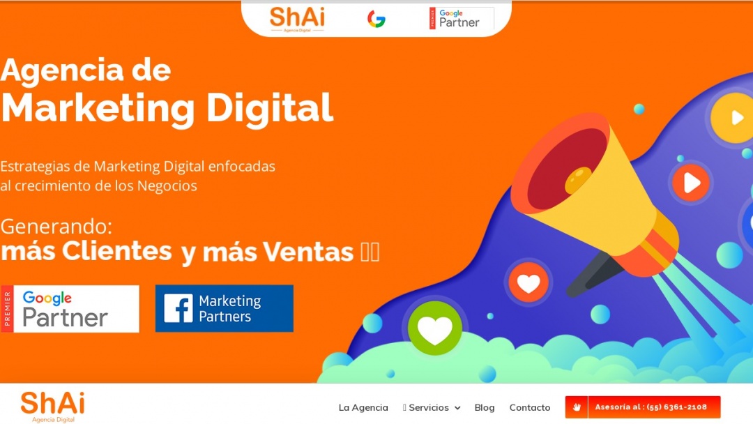 Screenshot of Shai, Agencia Digital's Website