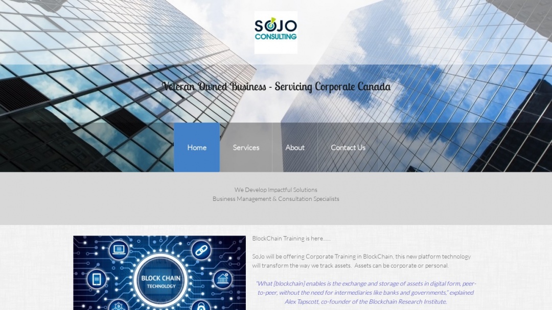 Screenshot of SoJo Consulting Services's Website
