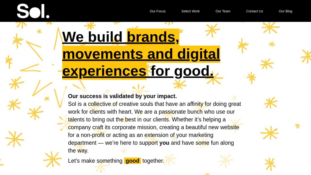 Screenshot of SOL's Website