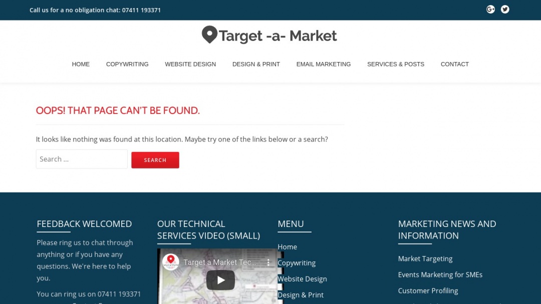 Screenshot of Target-a-Market's Website