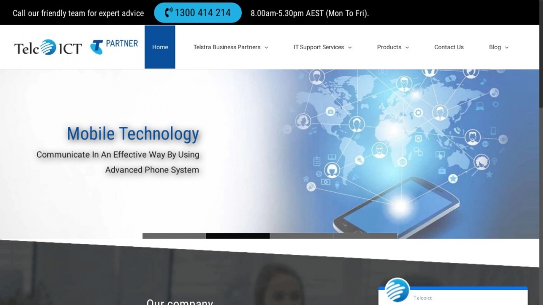 Screenshot of Telco ICT's Website